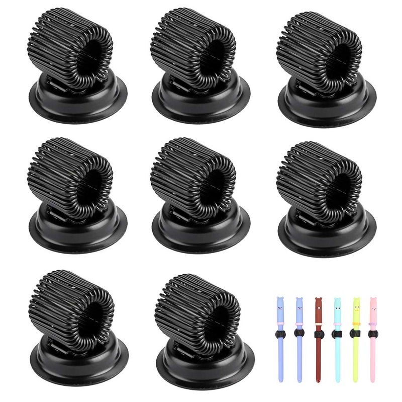 BTSKY 8 Pack Stainless Steel Pen Holder Clips - Magnetic Pen Clip Holder Fit Any Size Pens - Push pins for Refrigerator, Whiteboard, Erase Board, Bulletion Board, Map - Black - Image 1